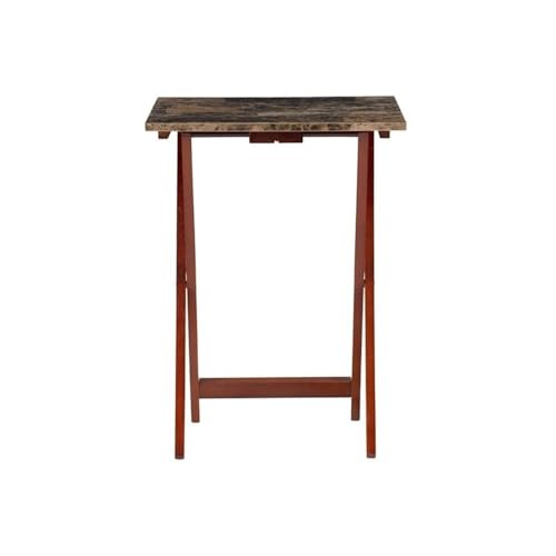 Brown Faux Marble 5 Piece TV Tray Table Set B156