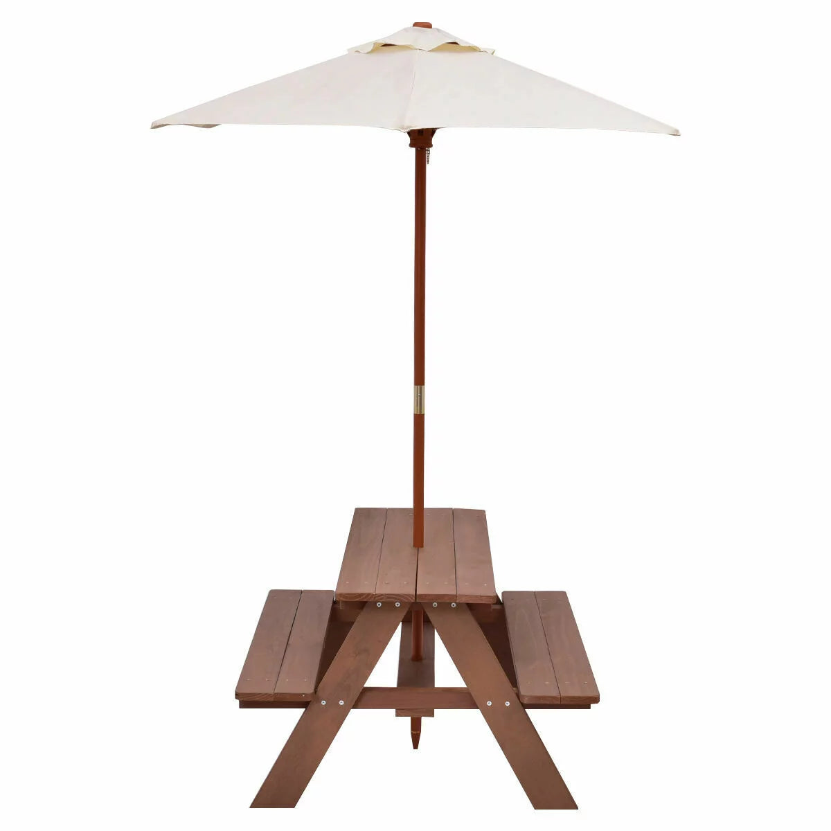 Children Outdoor 4 Seat Kids Picnic Table Bench with Folding Umbrella T968