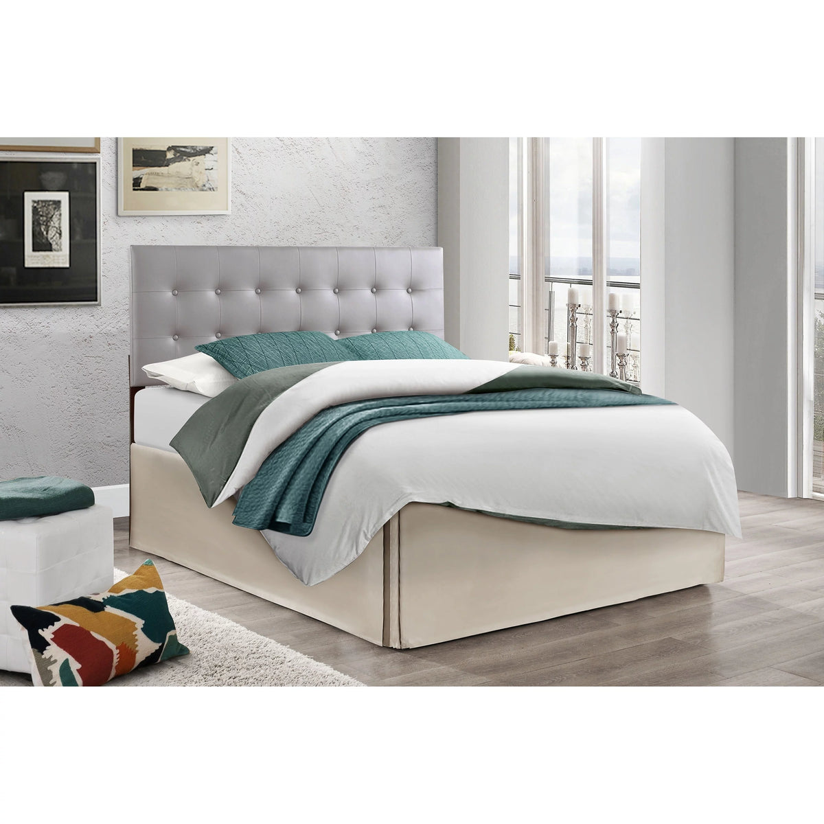 Grey Tufted Adjustable Height Headboard Full T5108