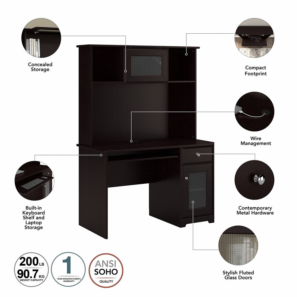 Small Computer Desk with Hutch in Modern Gray E952