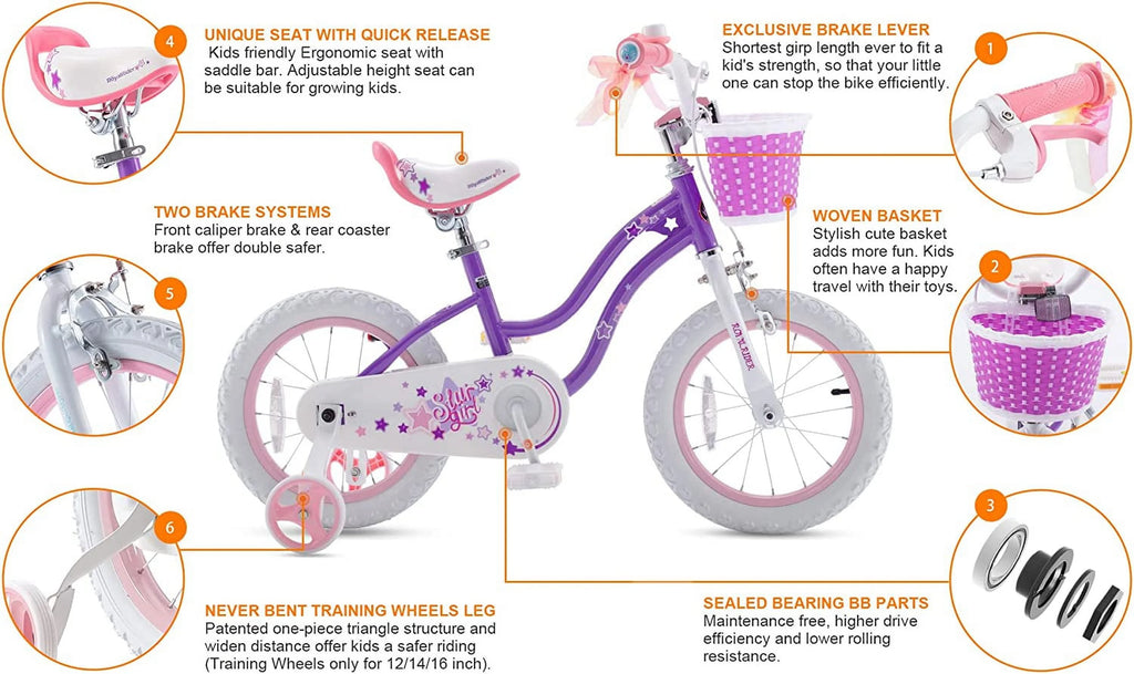 16 In. Blue Kids Bike with Basket Training Wheels Kickstand F125025