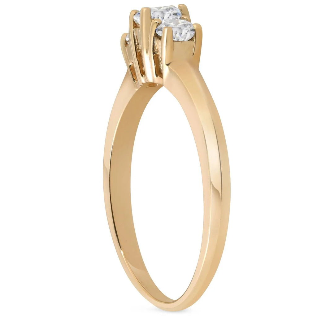 Three Stone Diamond Engagement Ring 14K Yellow Gold P788383