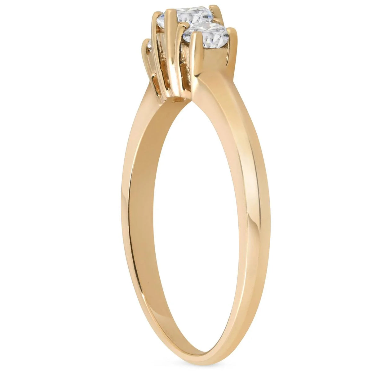 Three Stone Diamond Engagement Ring 14K Yellow Gold P788383
