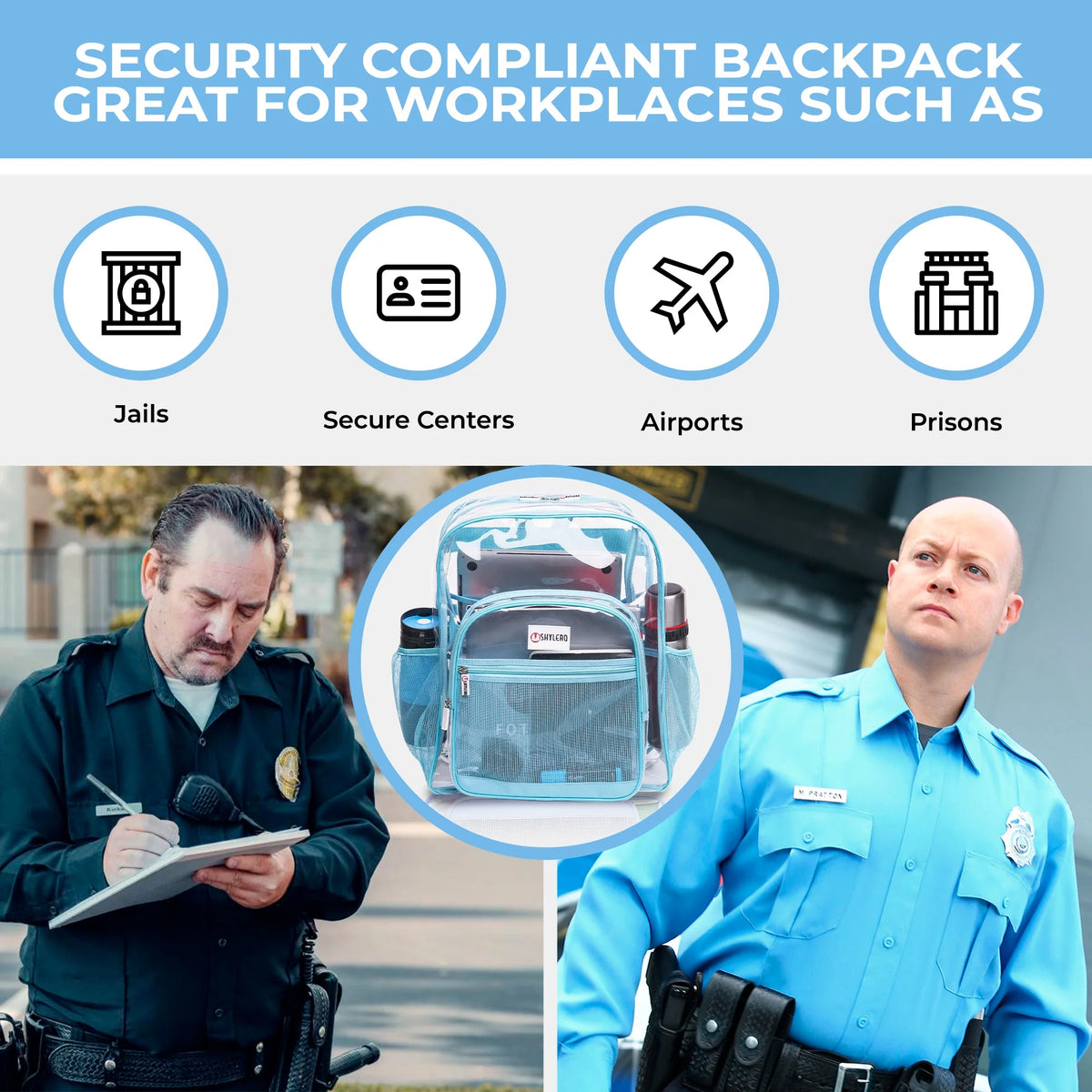 Transparent PVC Clear Backpack XL (32 L) with TSA Lock J522