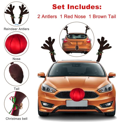 Christmas Car Reindeer Antlers Decoration Kit with Jingle Bells Z459