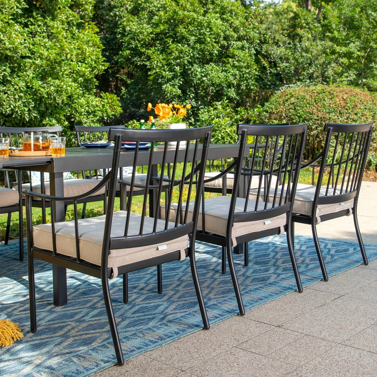 9-Piece Outdoor Dining Set with Extendable Table & Cushioned Chairs Y86697