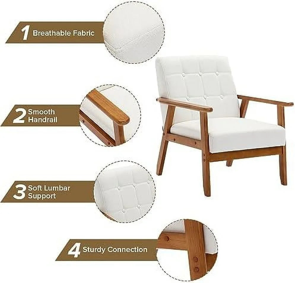 Mid Century Modern Linen Fabric Arm Chair Set of 2 Y6628