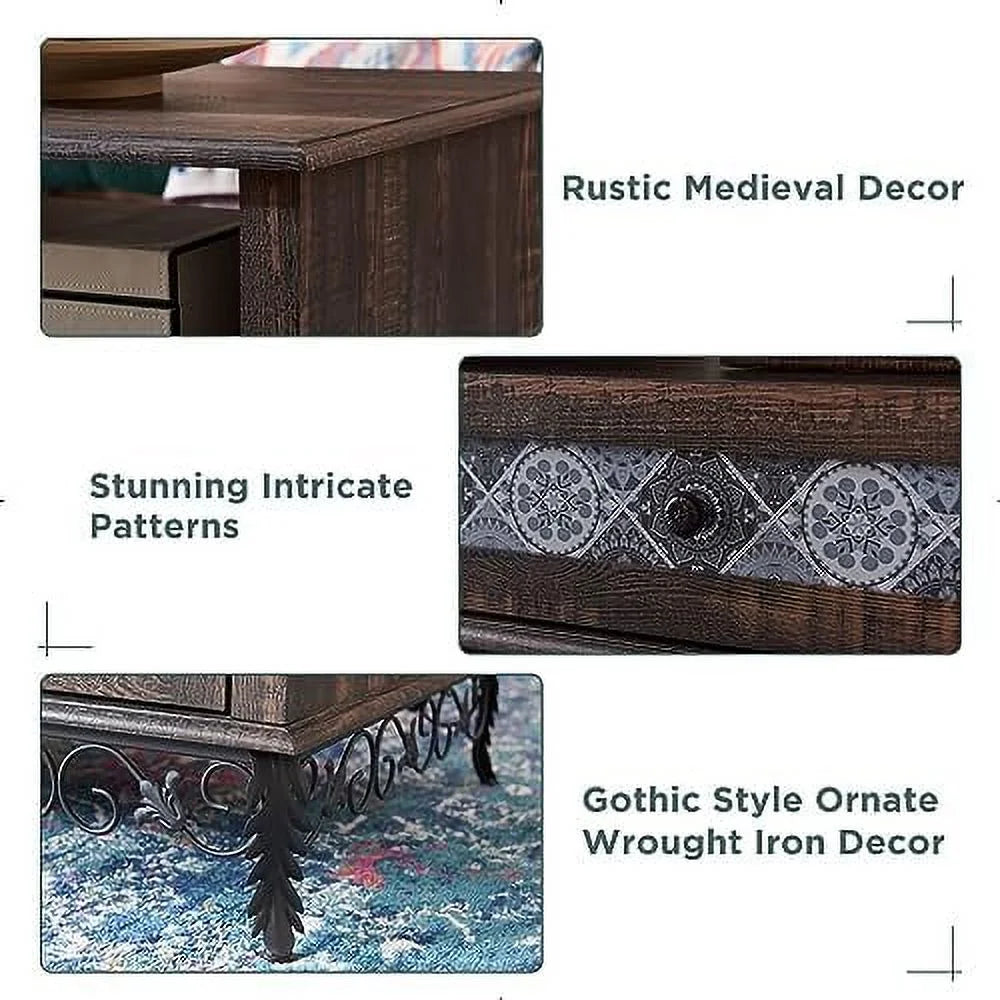 48" Dark Brown Coffee Table with Sliding Drawers N4075