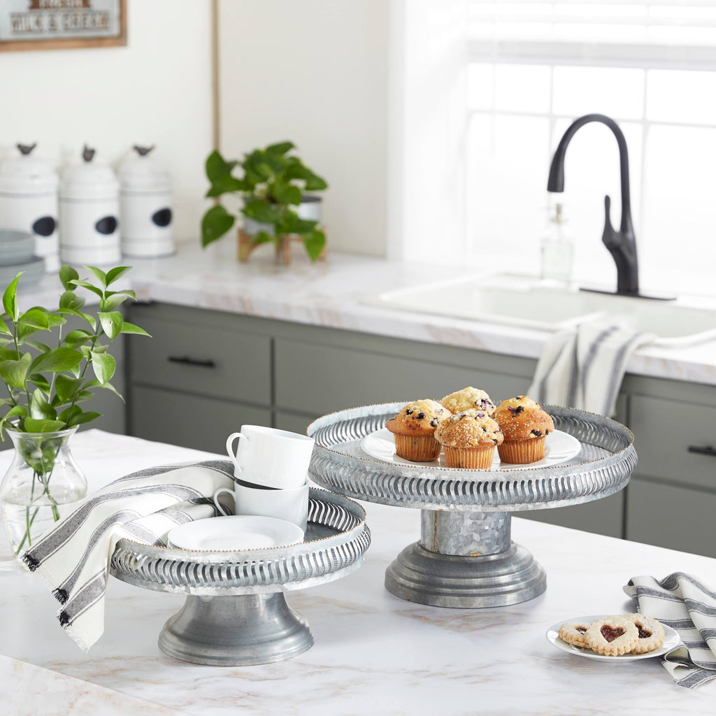 Round Gold Metal Set of 2 Cake Stand P392