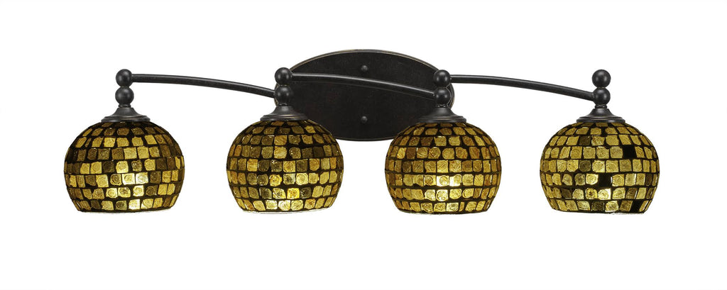 Four Light Bath Bar Dark Granite Finish with Copper Mosaic Glass Y3041