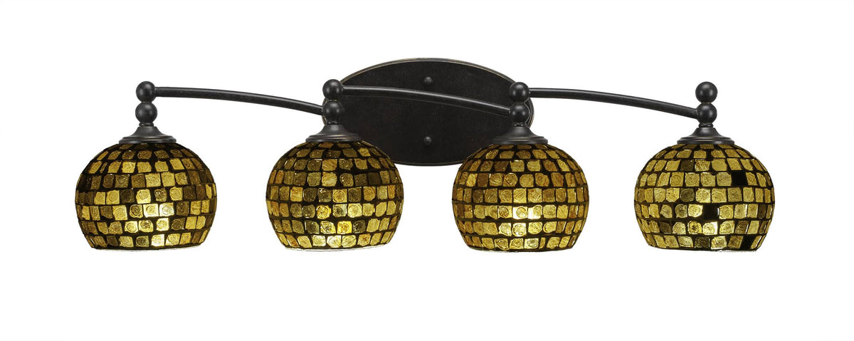 Four Light Bath Bar Dark Granite Finish with Copper Mosaic Glass Y3041