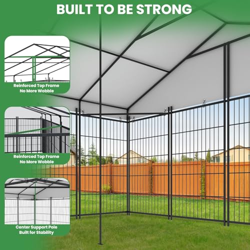 6.6 x 6.6 x 6.4 ft Outdoor Dog Kennel with Roof N372