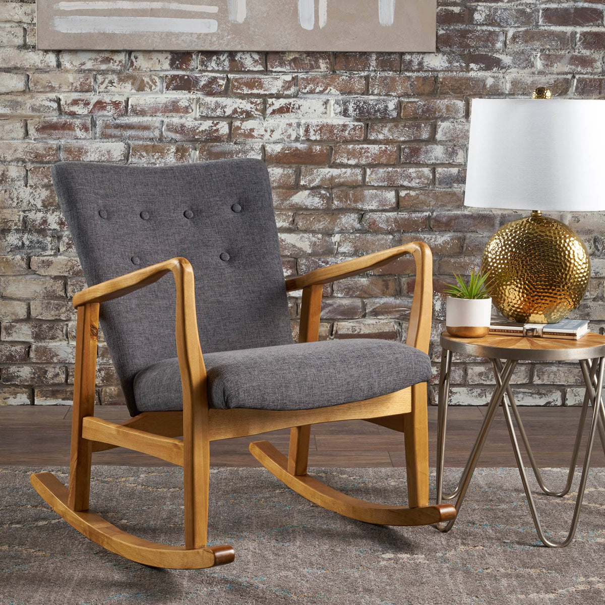 Grey Fabric Rocking Chair N996003
