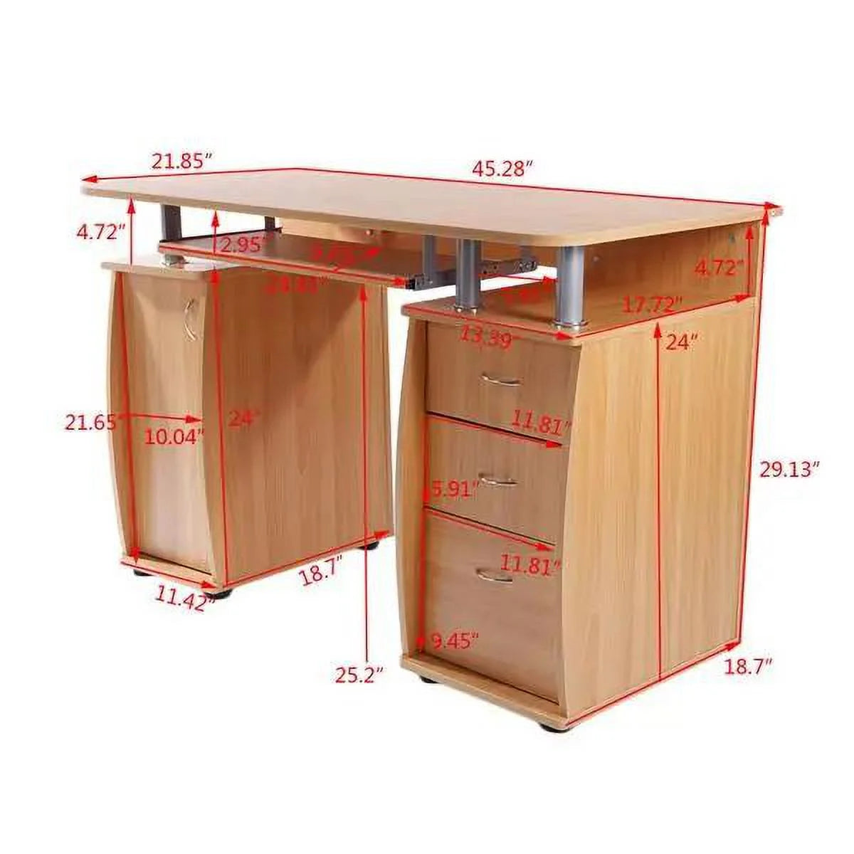 1pc Wood Computer Desk with Drawers P332