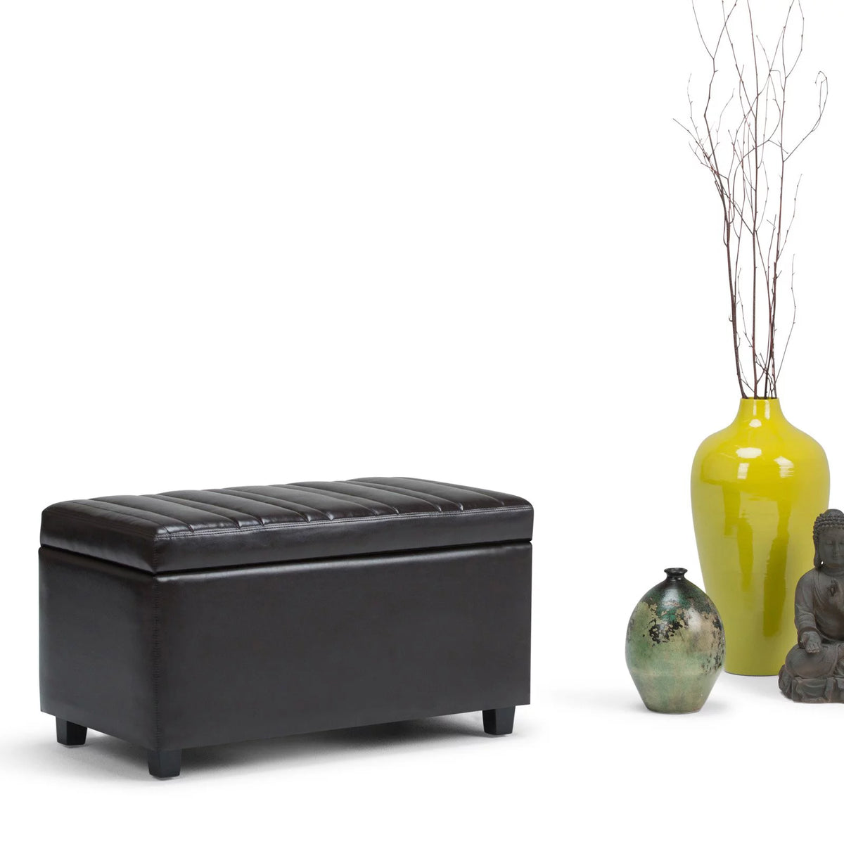 Stone Grey Faux Leather Storage Ottoman Bench Z43258