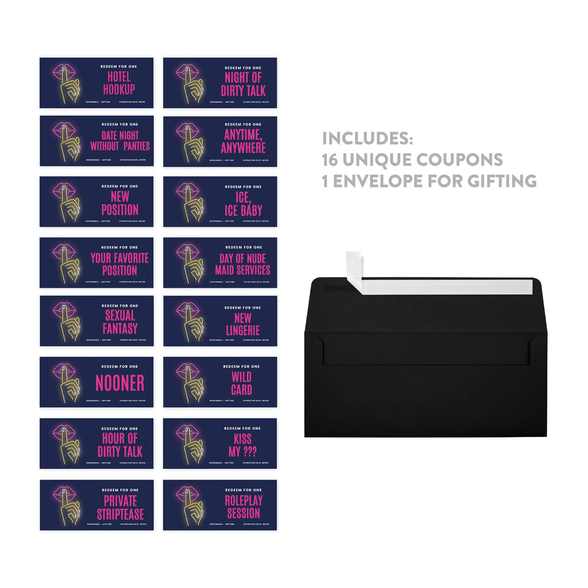 16-Pk Neon Lips Love Coupons T954357