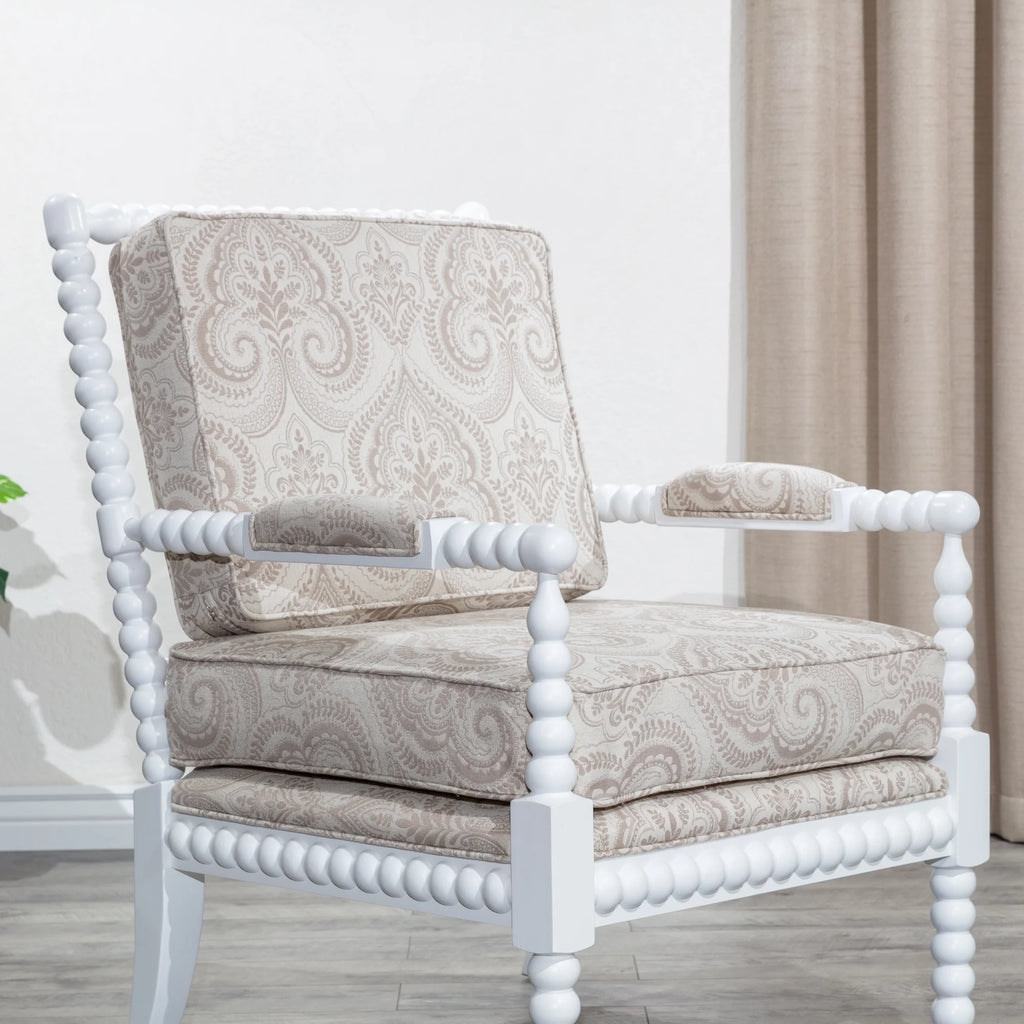 Spindle Chair White/Taupe Paisley Z96198