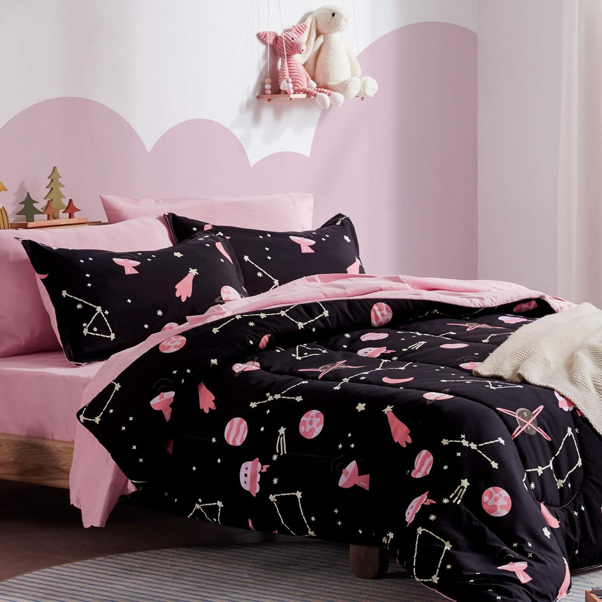 Blue Twin 5 Piece Microfiber Bedding Set I52066