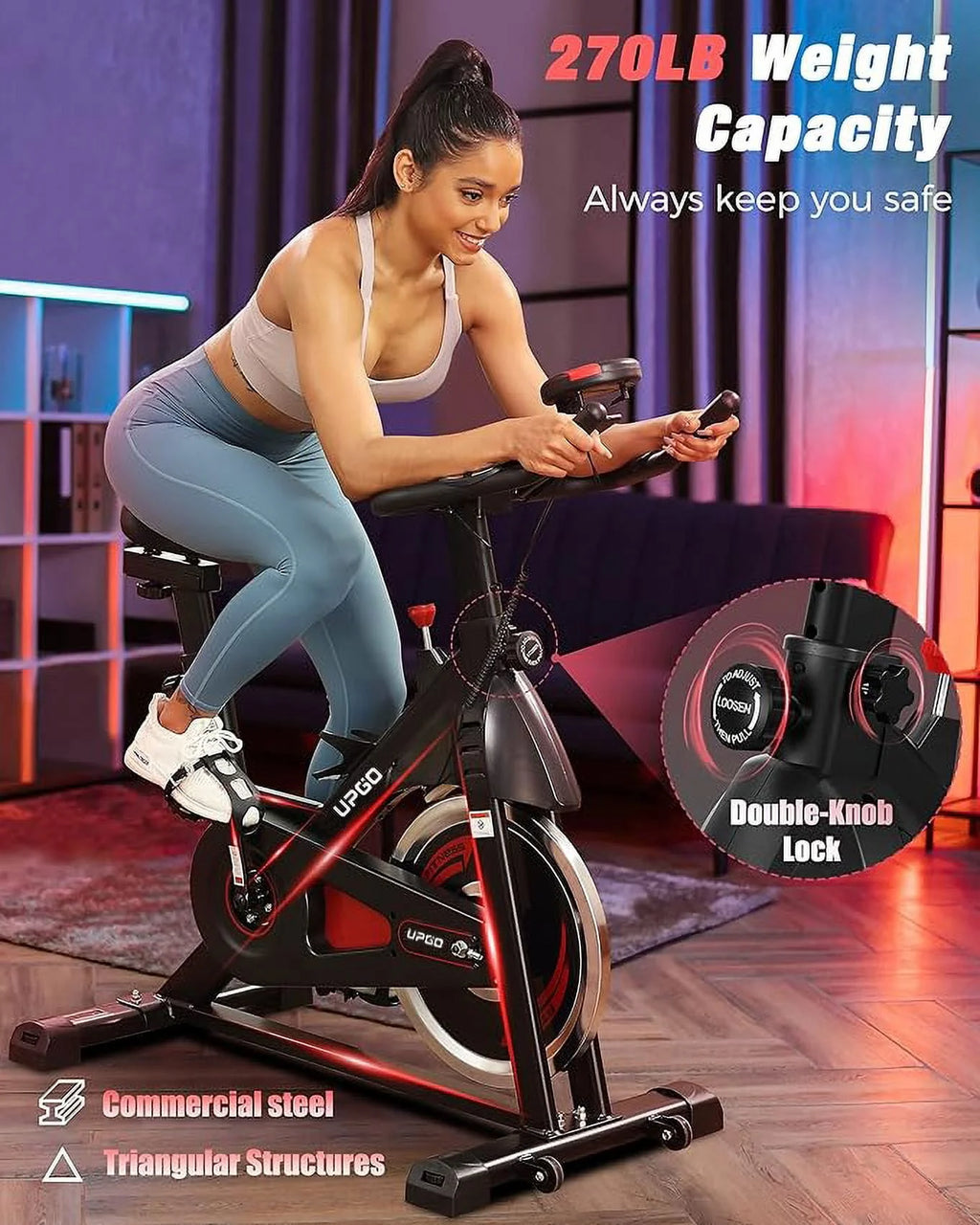 Exercise Bike 270 Lbs Weight Capacity Red Y33356