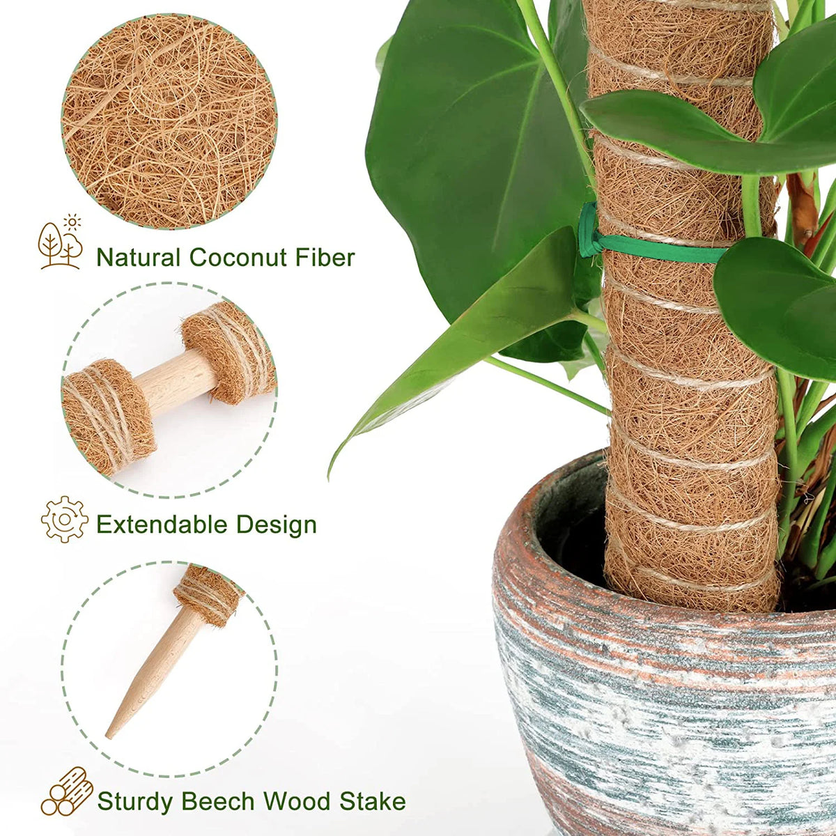 4 PCS Coir Plant Support Pole for Climbing Plants U8494