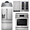 30 Electric Range, Range Hood, Refrigerator with Water and Ice Dispenser, Dishwasher, Wine Cooler J4782