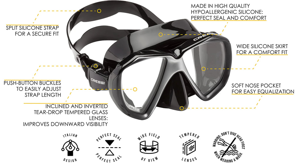 Black Silver Diving Mask Q355