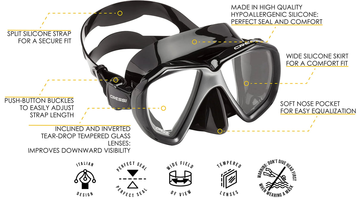 Black Silver Diving Mask Q355