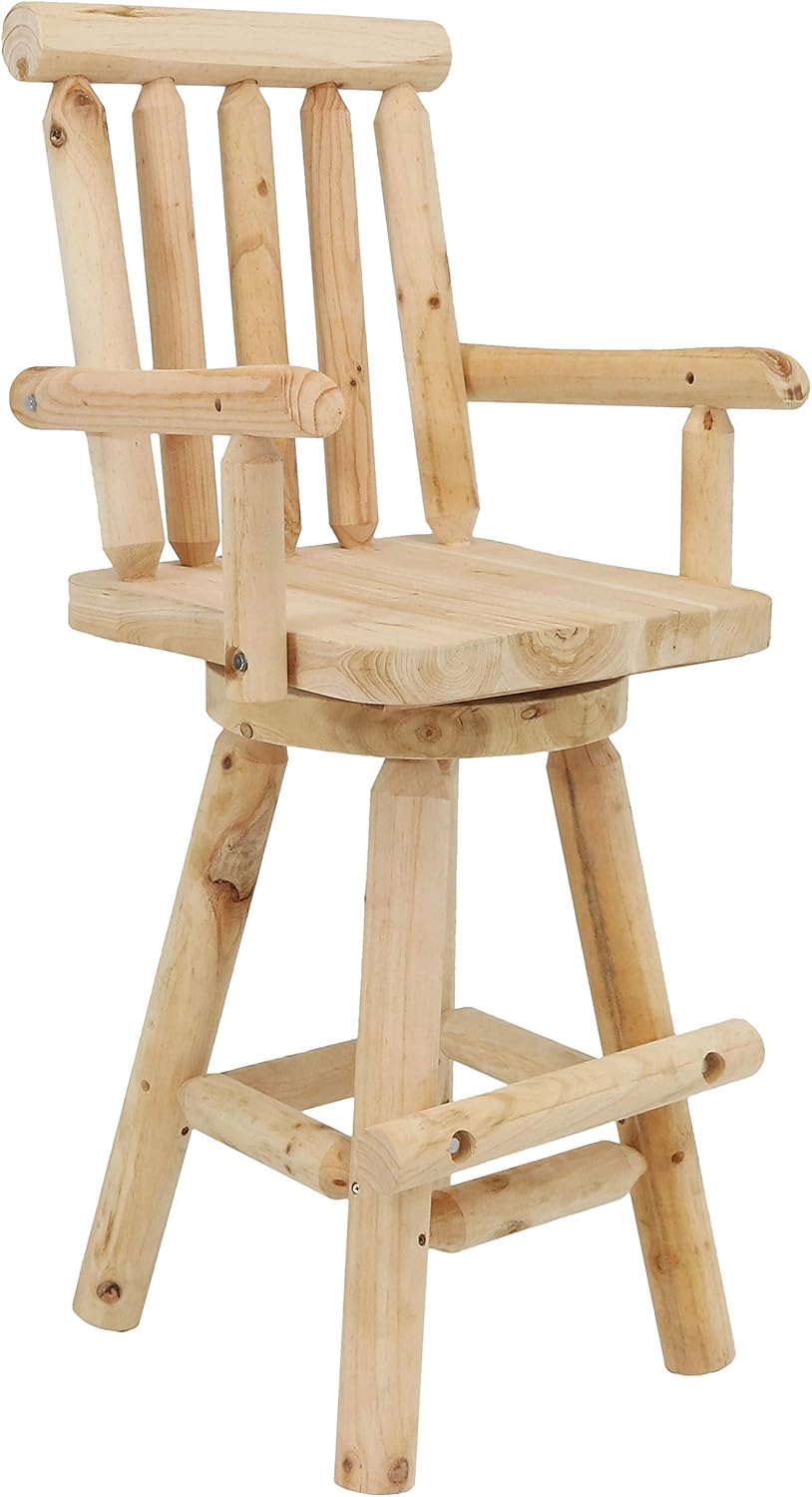 Rustic Bar Stool, Unfinished Wood, Set of 2 K23447