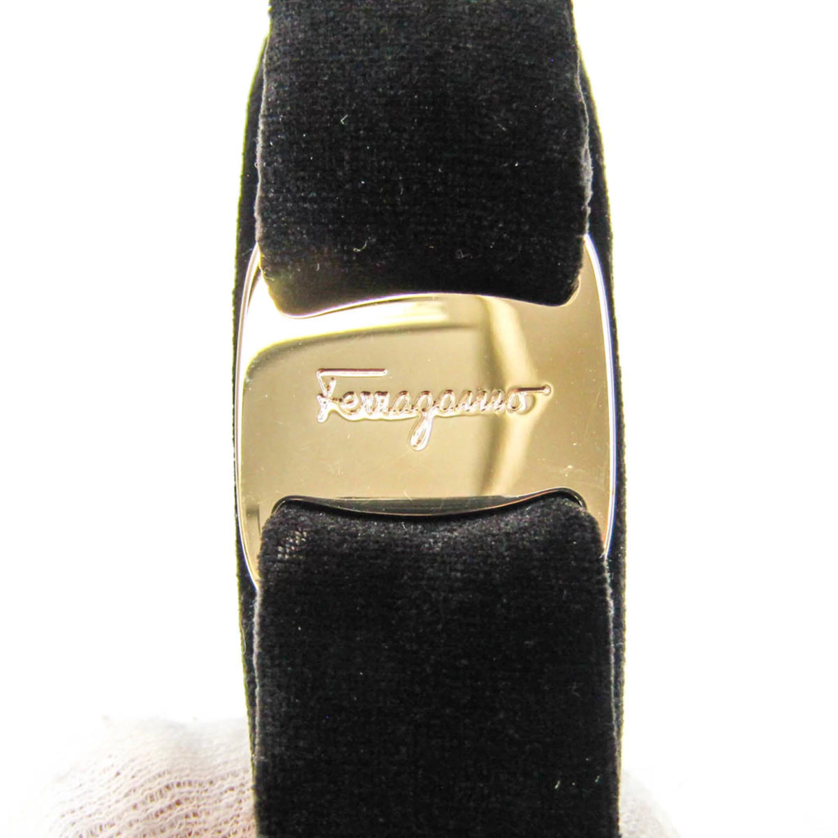 Pre-Owned Leather Metal Women's Alice Band Black, Champagne Gold O387007