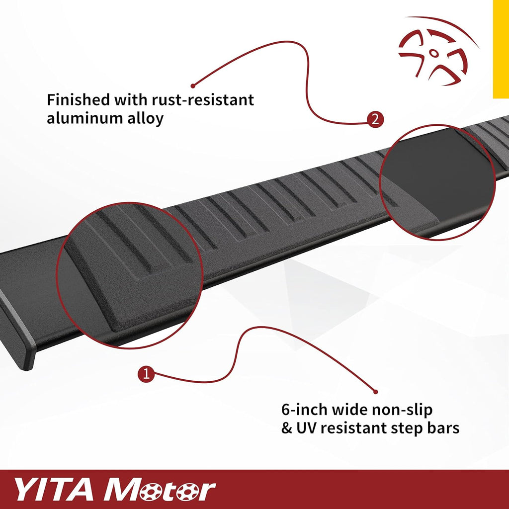6 Inches Aluminum Black Side Steps Running Boards W149
