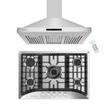 2-Piece Gas Cooktop with 5 Burners and Wall Mount Range Hood M387647