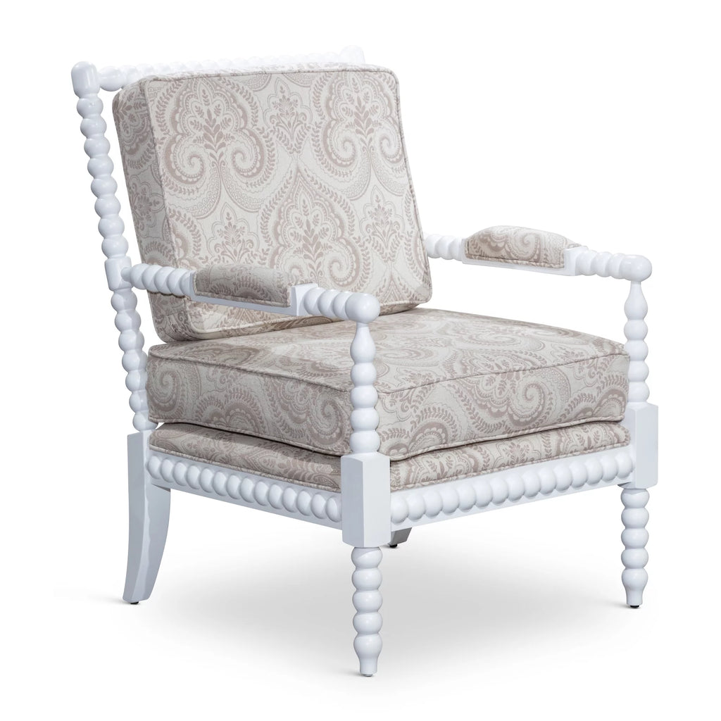 Spindle Chair White/Taupe Paisley Z96198