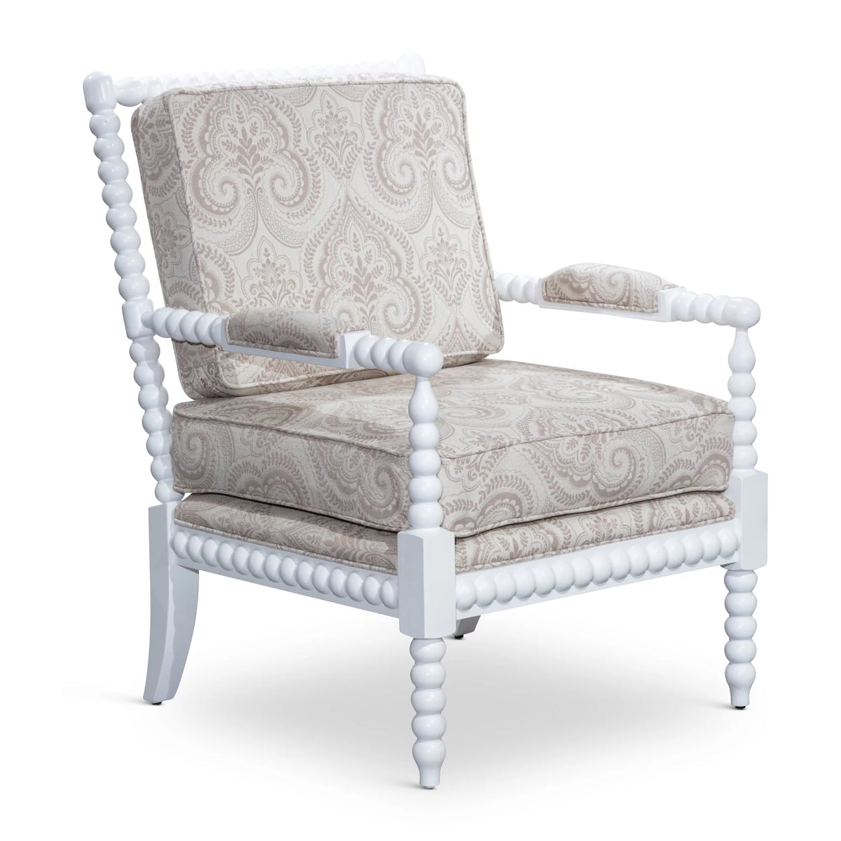 Spindle Chair White/Taupe Paisley Z96198