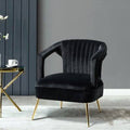 Black Velvet Barrel Chair with Tufted Design D457