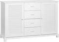 White Storage Cabinet with Drawers and Louvered Doors M698695