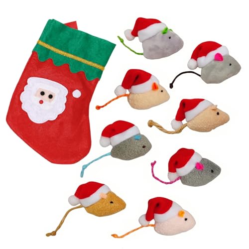 8 Pack Plush Catnip Cat Toys with Santa Hats M632436