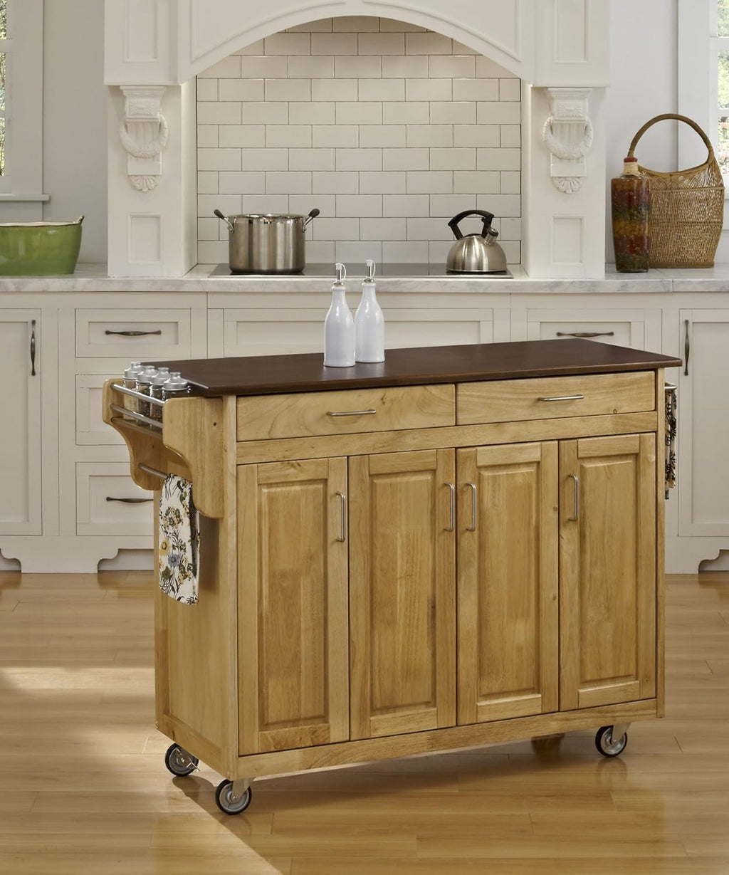 Black Finish Four Door Kitchen Cart with Stainless Steel Top V88852