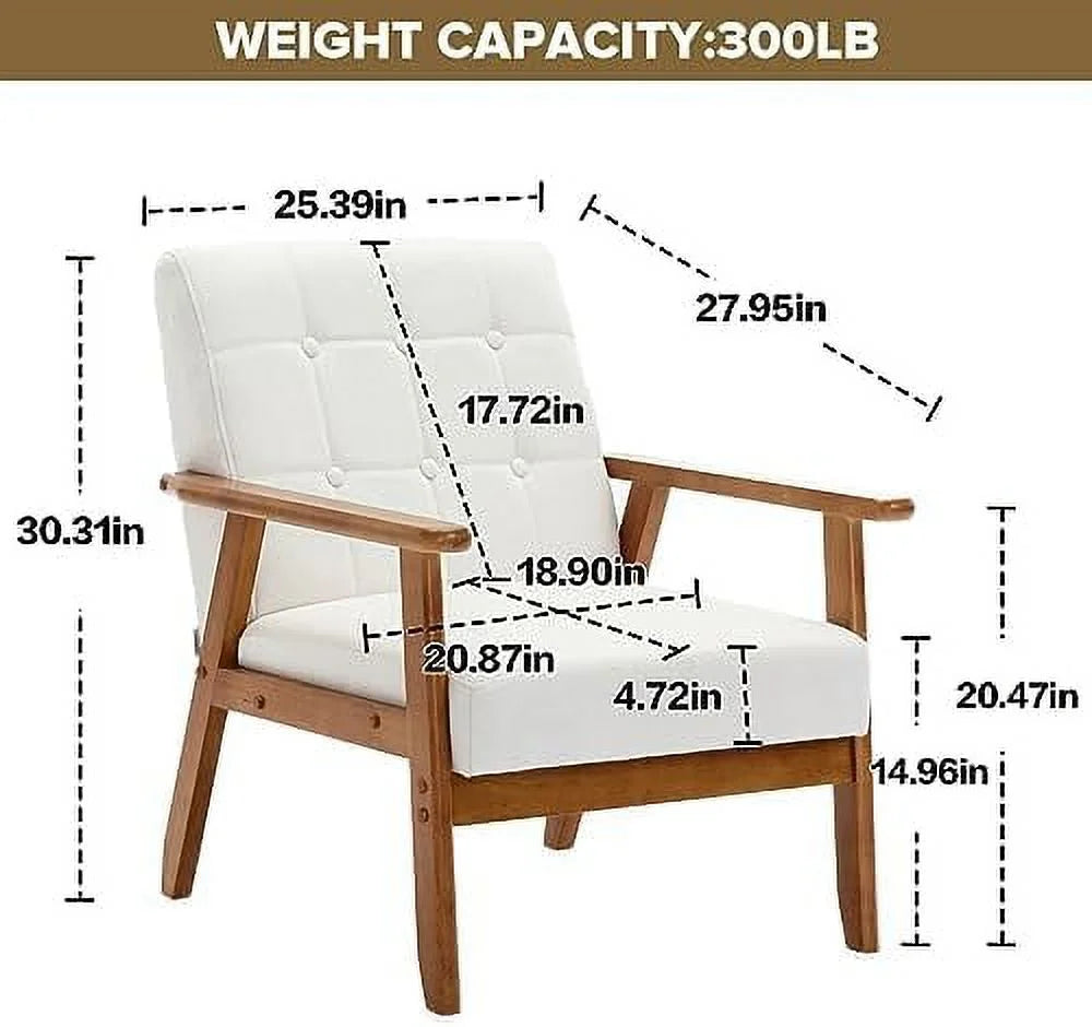 Mid Century Modern Linen Fabric Arm Chair Set of 2 Y6628