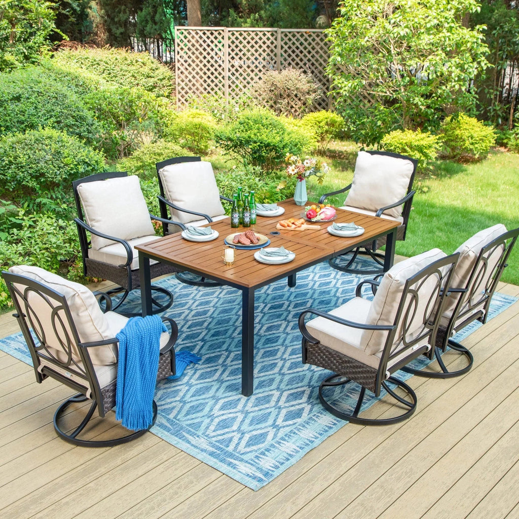 Outdoor Rectangle Dining Table with Umbrella Hole C2933