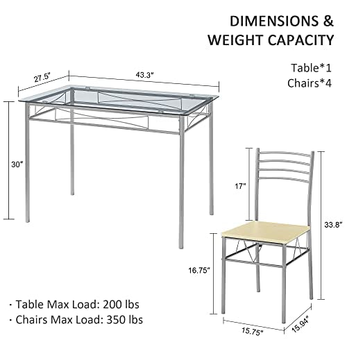 5-Piece Kitchen Dining Table Set with 4 Chairs Q238