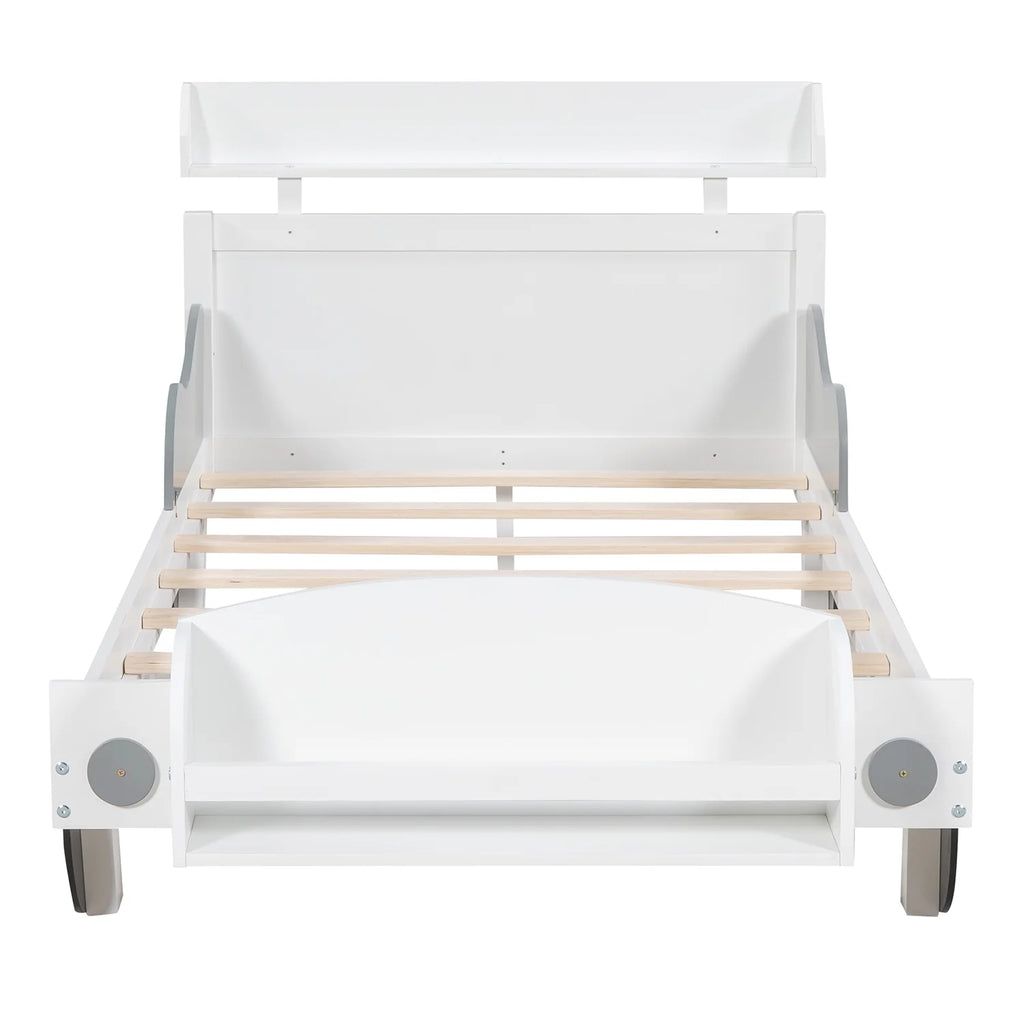 Twin Size Car-Shaped Platform Bed with Storage Shelf M467633