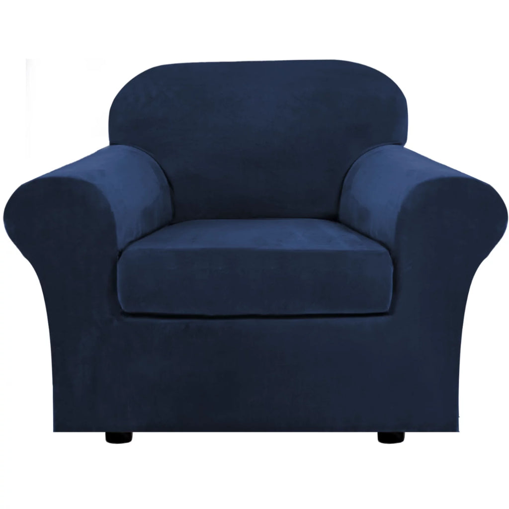 Navy Blue Stretch Velvet Sofa Slipcover S60760