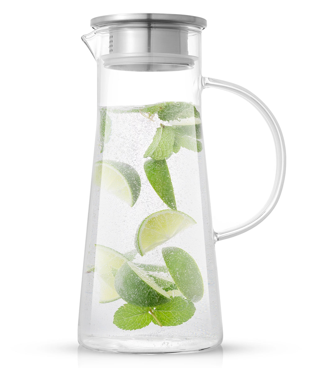 Glass Pitcher with Stainless Steel Lid and Spout X421069