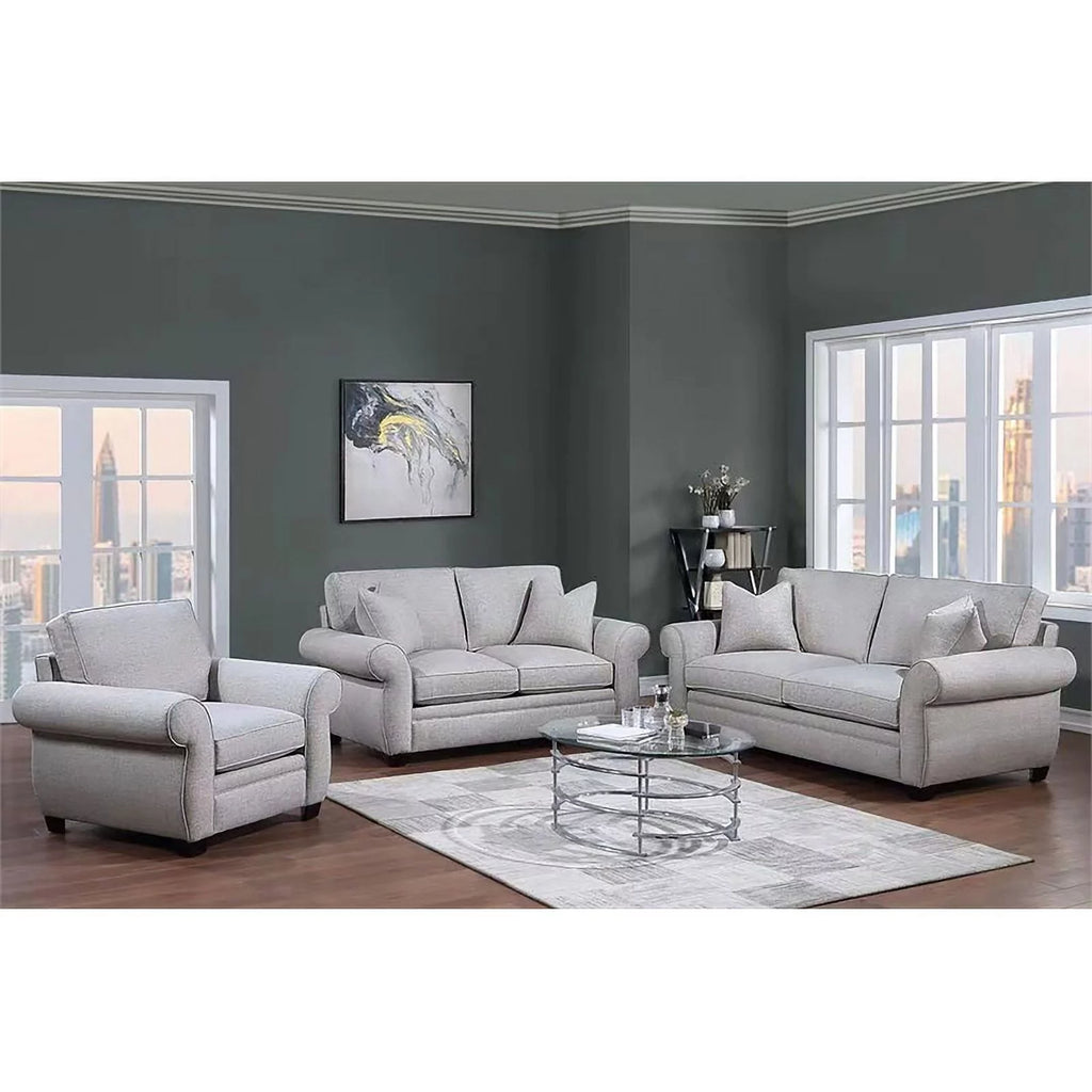 Cream Fabric Loveseat with Rolled Arms J630
