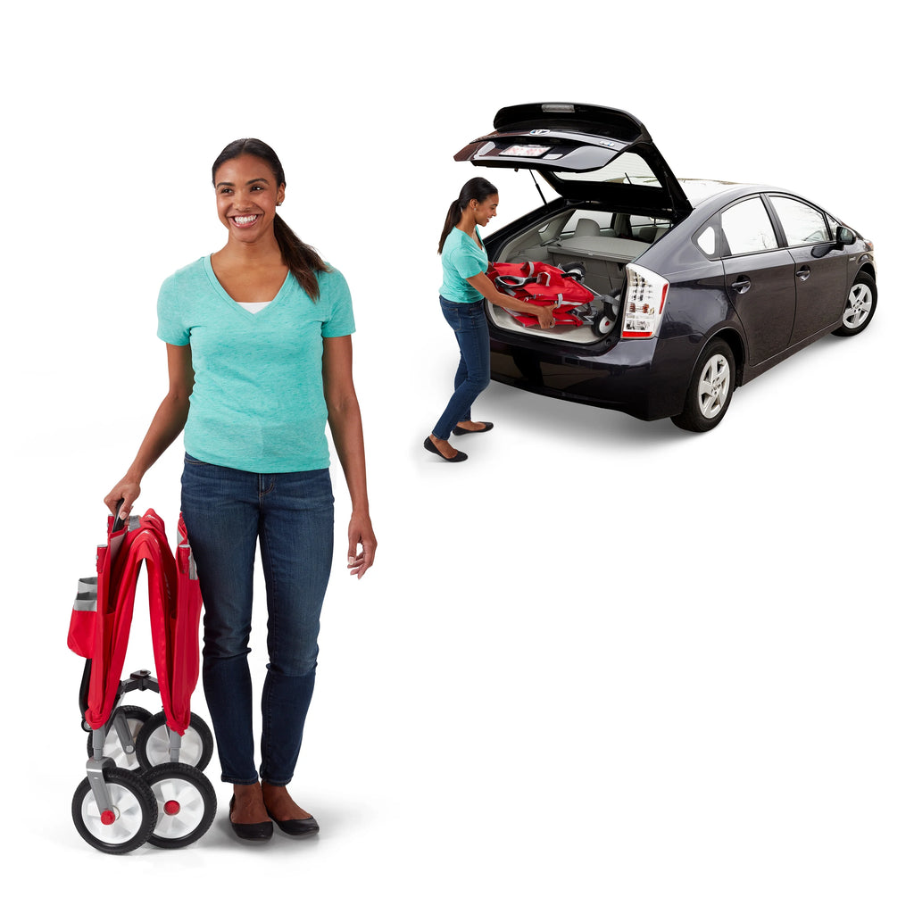 3-in-1 Folding Kids Wagon with Canopy, Red A87427