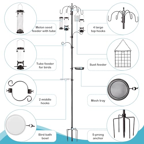 6-Hook Bird Feeding Station Kit with 4 Feeders Q6087