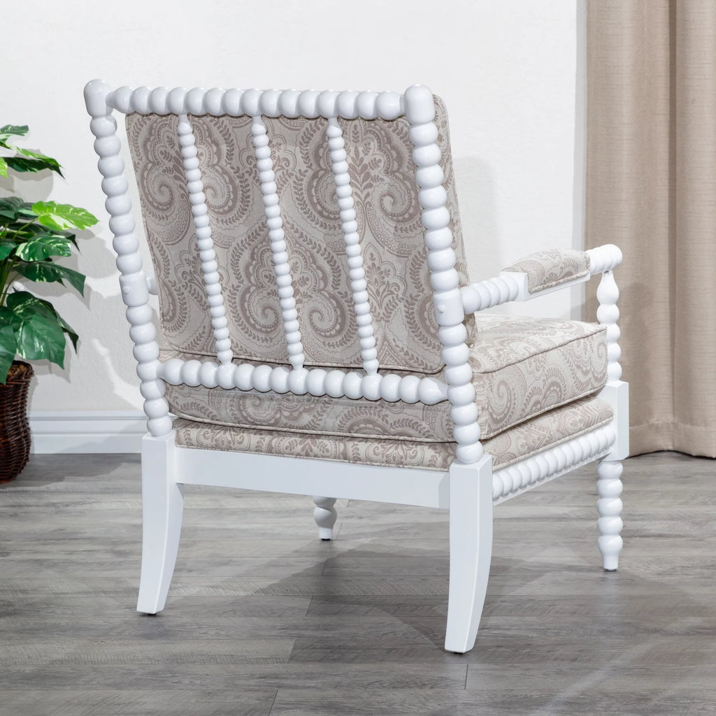 Spindle Chair White/Taupe Paisley Z96198