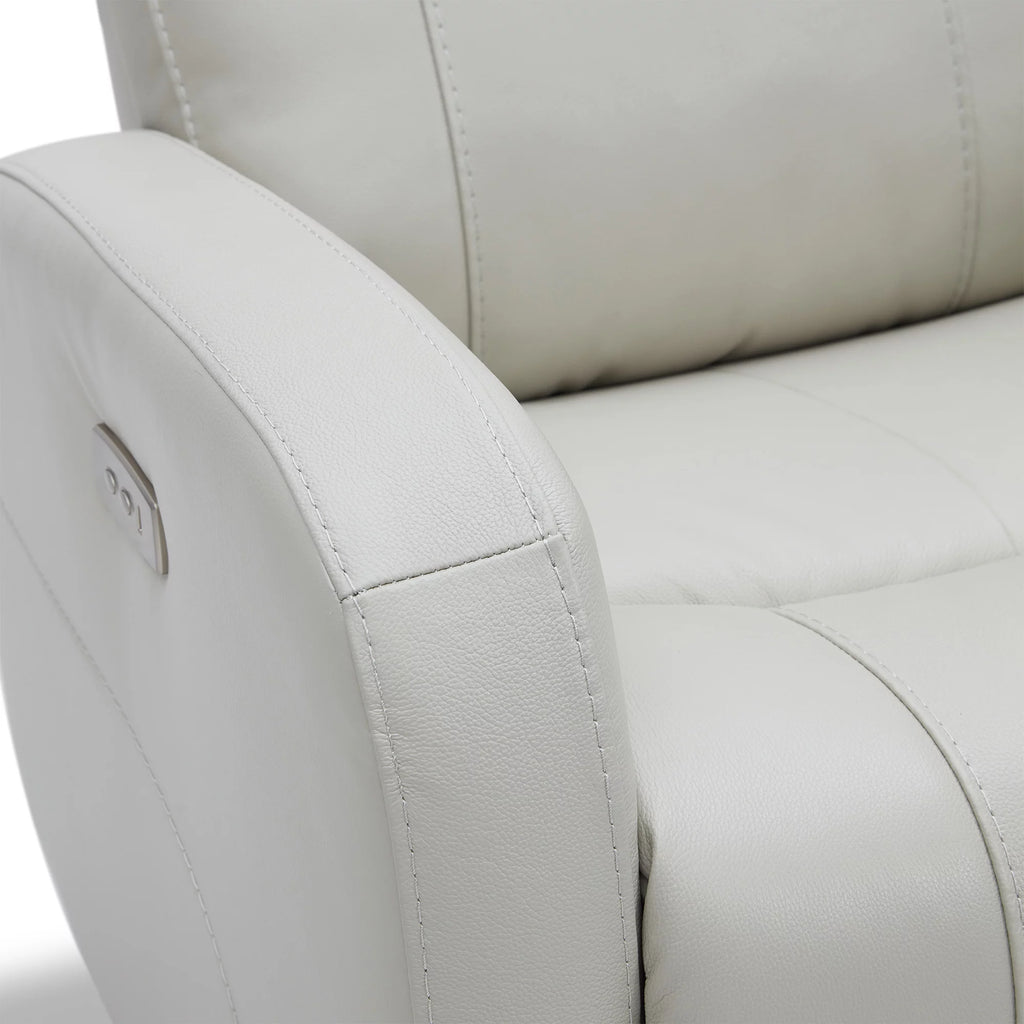 White Leather Power Swivel Glider Recliner X525731