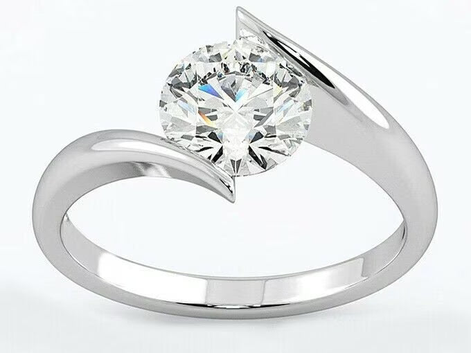 18K White Gold Plated Moissanite Engagement Ring T395493