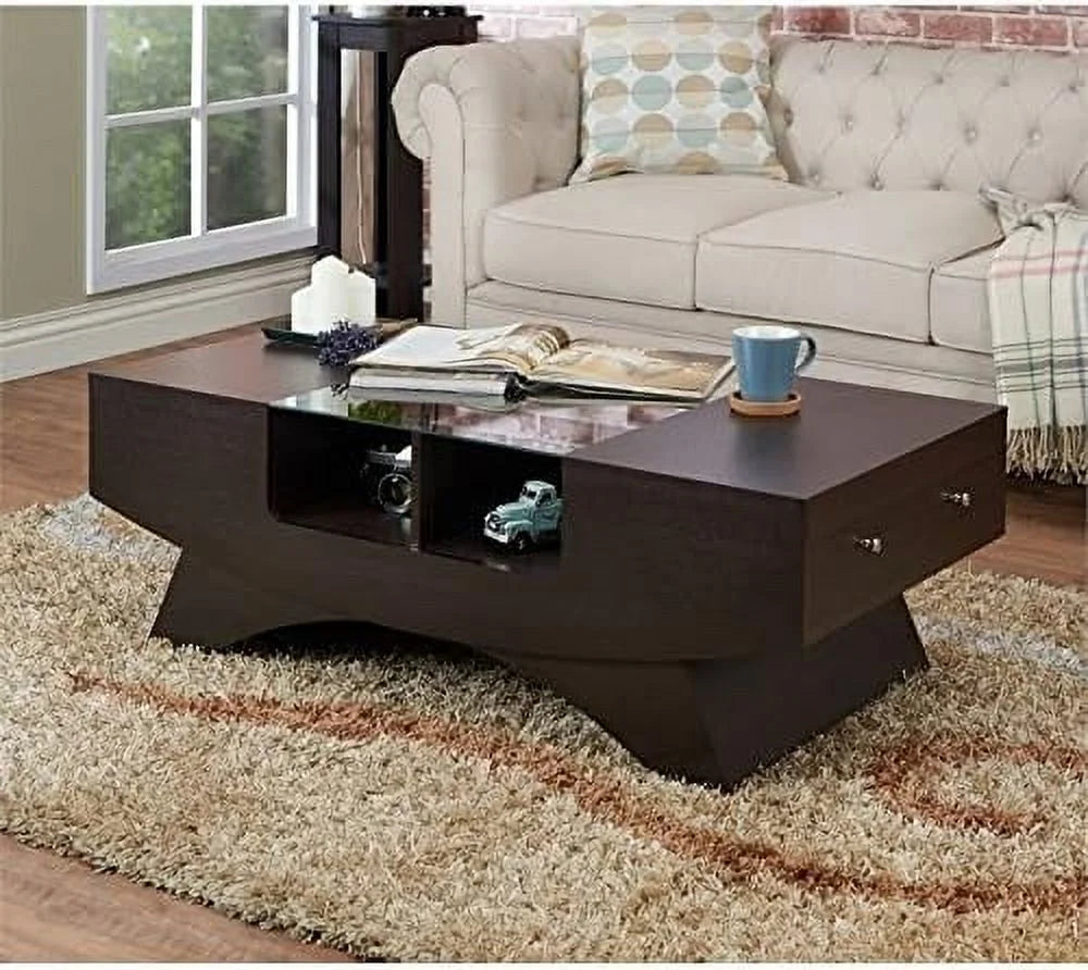 Wooden Glass Top Coffee Table L585